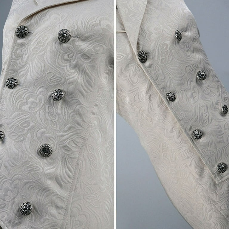 Nofonda Men's Gothic Steampunk Double Breasted Brocade Vest Tailcoat VTG, Black, S Nofonda Men's Gothic Steampunk Double Breasted Brocade Vest Tailcoat VTG, Black, S