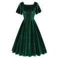 thumbnail image 1 of QIPOPIQ Robes Formelles pour Femmes Robes Formelles Manches Courtes Manche Estampée Velours Vintage Robe d'Été Robe de Soirée Robes 2023 Offres, 1 of 7
