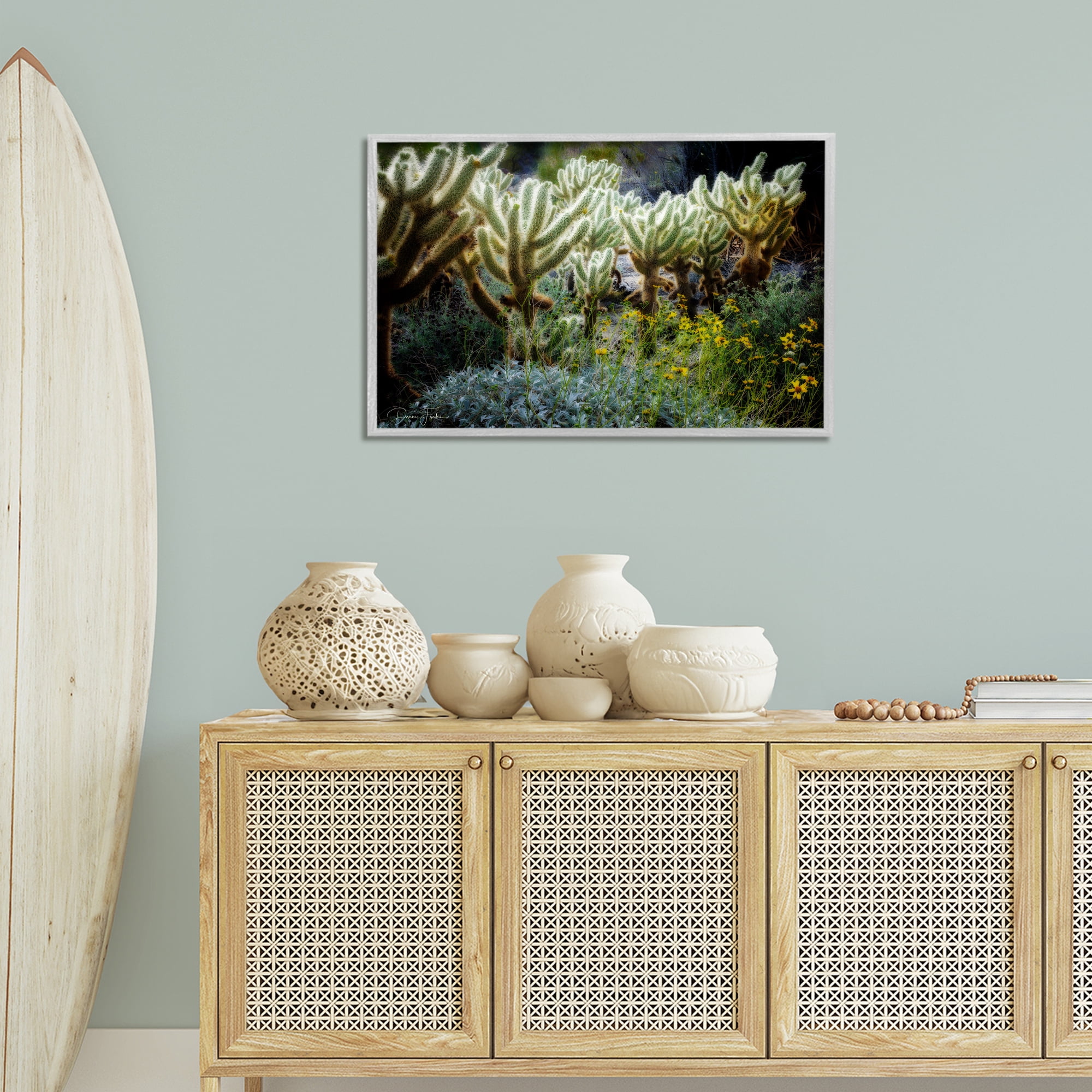 Stupell Industries Desert Cactus Forest Landscape Photography Gray Framed Art Print Wall Art, 30 x 20