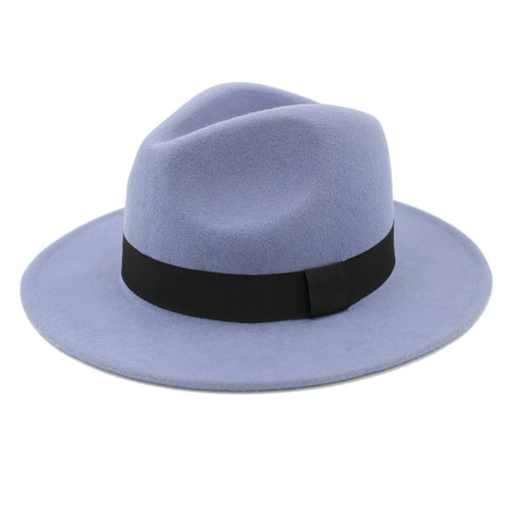Premium 100% Wool Wide Brim Classic Black Band Felt Fedora Panama Hat