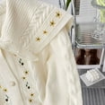 thumbnail image 2 of Vintage Winter Sweater LOVE DOCK Women Cardigan Flowers Embroidery Short Section Peter Pan Collar Coat Casual Streetwear Tops, 2 of 5