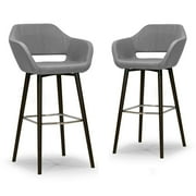Set of 2 Adel Modern Grey Fabric Bar Stool with Beech Legs by Glamour Home