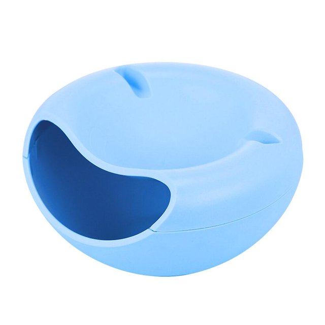 Tazón de plástico para refrigerios Tazón de plástico de forma creativa Caja de almacenamiento de refrigerios doble Tazón de plato de fruta de semilla de melón / azul / kaili Sencillez