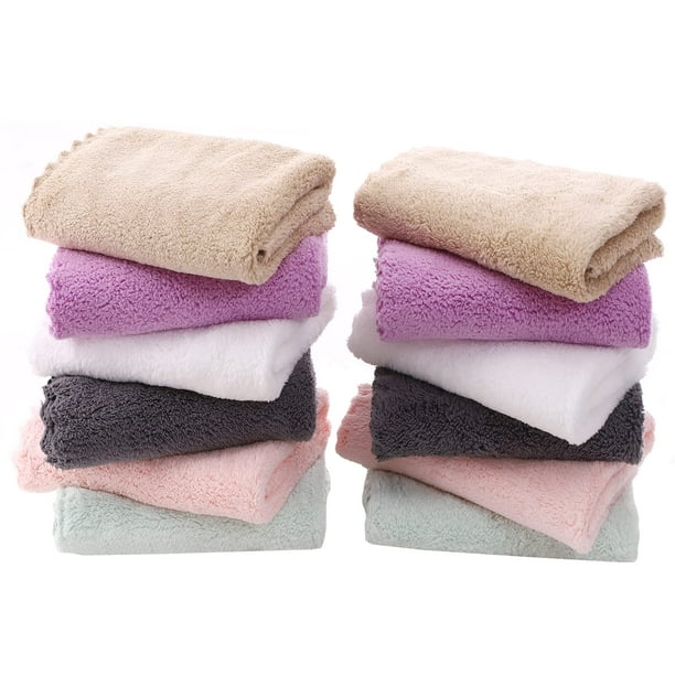 Towel TENSTARS, paquete de 12 paños de terciopelo coral de 30 x 30 cm