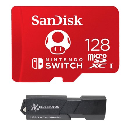 SanDisk 128GB MicroSDXC UHS-I Card for Nintendo Switch & BlueProton USB 3.0 MicroSDXC Card (Best Sdxc For Nintendo Switch)