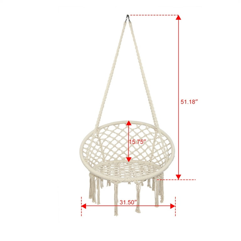 Hammock Chair Swing Hanging Round Tassel Cotton Rope Swing Chair