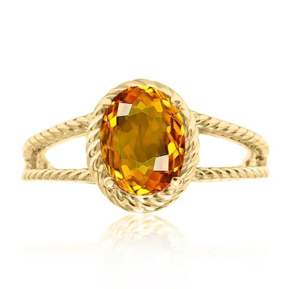 1.25 Carat Citrine Oval Shape Ring In 10K Solid Rose, White & Yellow Gold