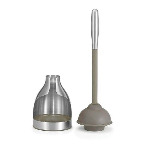 Polder Stainless Steel Decorative Bathroom Toilet Bowl Plunger and Caddy Set