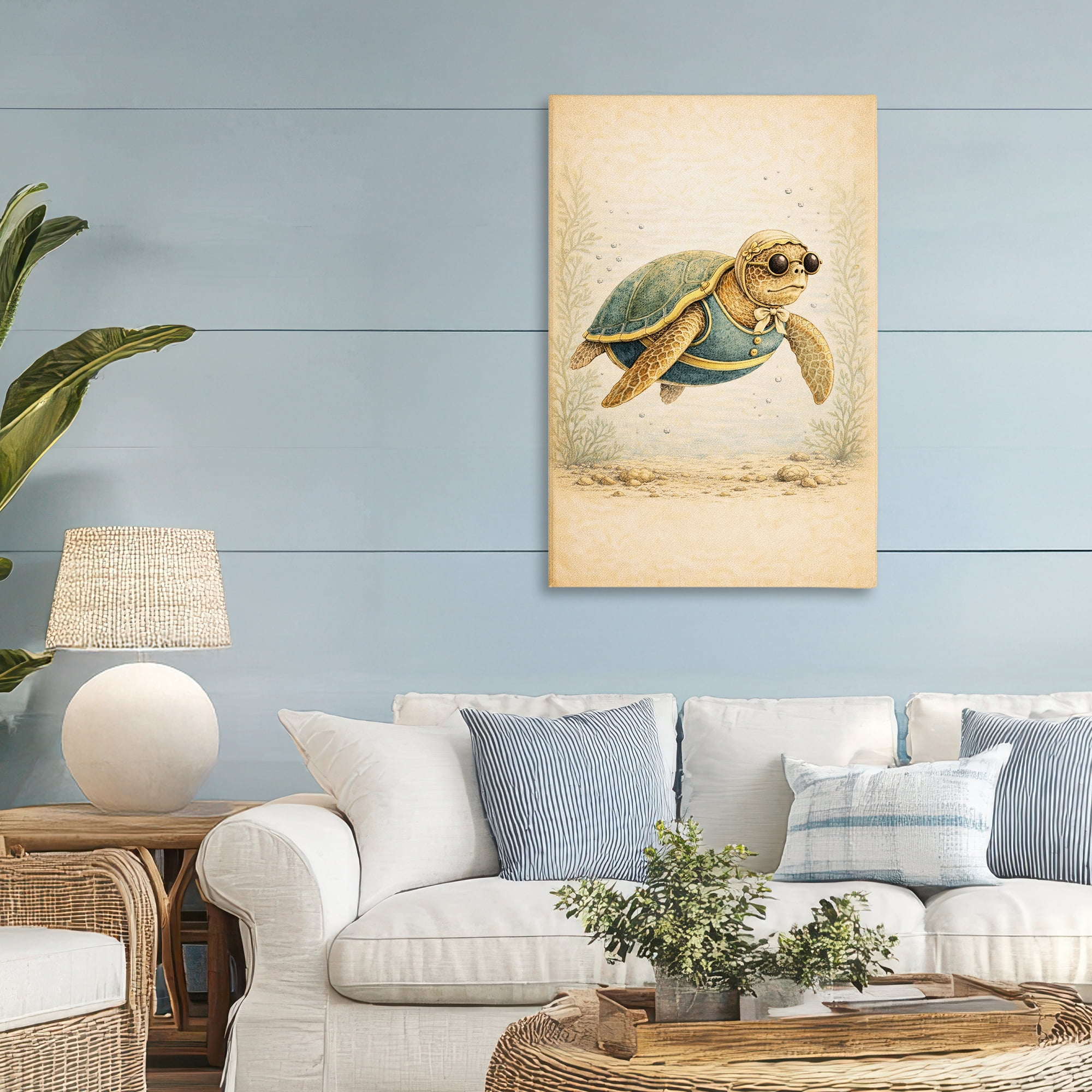 Stupell Industries Maritime Bathing Society Turtle Canvas Wall Art, design by Grotto Studios