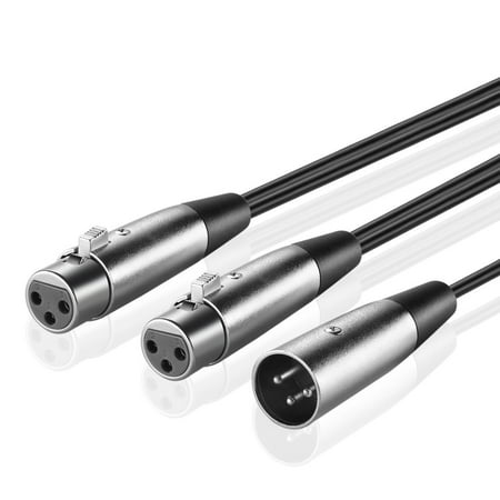 Xlr Splitter - TNP XLR Splitter Patch Y Cable Adapter Cord - 1 Male to 2 Female, XLR3 Male to Dual XLR3 Female, XLR3M to 2 XLR3F Y Cable Connector Wire Cord Plug (6 inch)