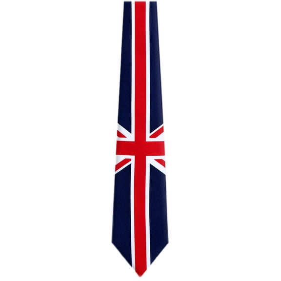 BuyYourTies - UK Union Jack Flag Necktie - Navy - Red - White