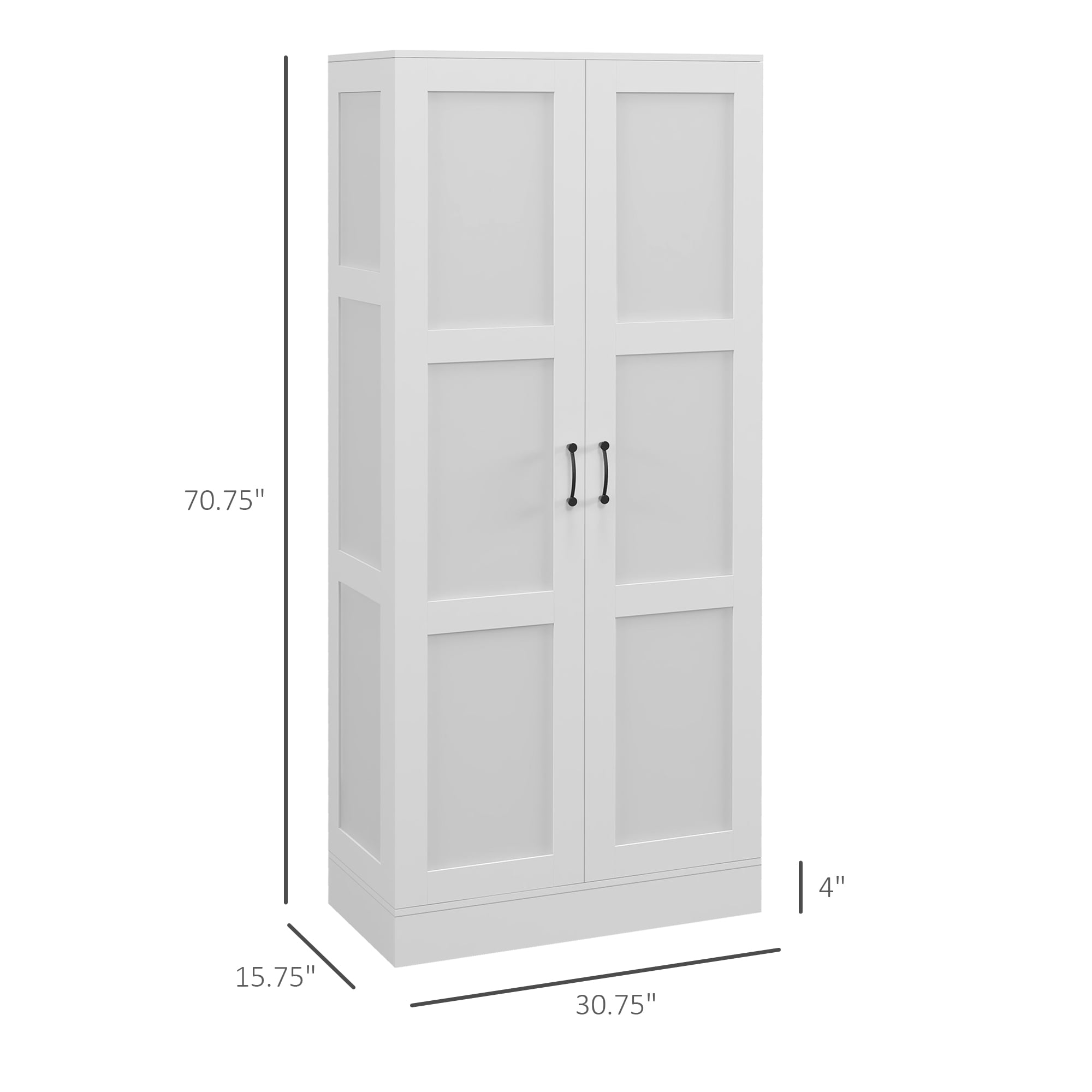 HOMCOM Storage Cabinet w/ Storage Shelves, Pantry Cupboard Cabinet, White