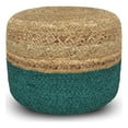 thumbnail image 1 of Pouf Rond Contemporain en Jute Tressé Bleu Aqua et Naturel, 1 of 8