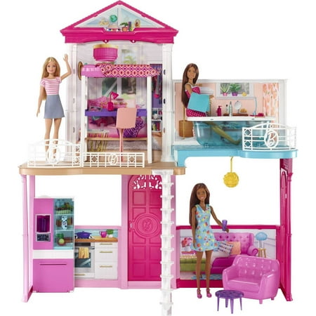 Barbie Dollhouse Set with 3 Dolls and Furniture, Pool and Accessories