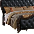 thumbnail image 4 of Venta King Bed, Brown Frame, Black Button Tufted Faux Leather Upholstery, 4 of 5
