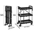 thumbnail image 2 of Dextrus 3-Tier Collapsible Utility Cart, 240 lbs Capacity, with 360° Swivel Wheels for Home, Garage, and Office, 2 of 5