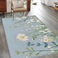 thumbnail image 3 of 3'x5' Area Rugs, Botanical Blue Green Indoor Outdoor Area Rug for Living Room Bedroom, Spring Pastoral Daisy Leaf on Linen Washable Bathroom Rugs Kitchen Floor Carpet Mats Home Decor Aesthetic, 3 of 8