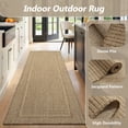 thumbnail image 5 of SIXHOME Outdoor Runner 2'x8' Modern Bordered Indoor Outdoor Runner Rugs Polypropylene Washable Non Shedding, Easy Clean, Waterproof, Durable Outdoor Carpet for Porch Balcony Deck Neutral Brown, 5 of 7