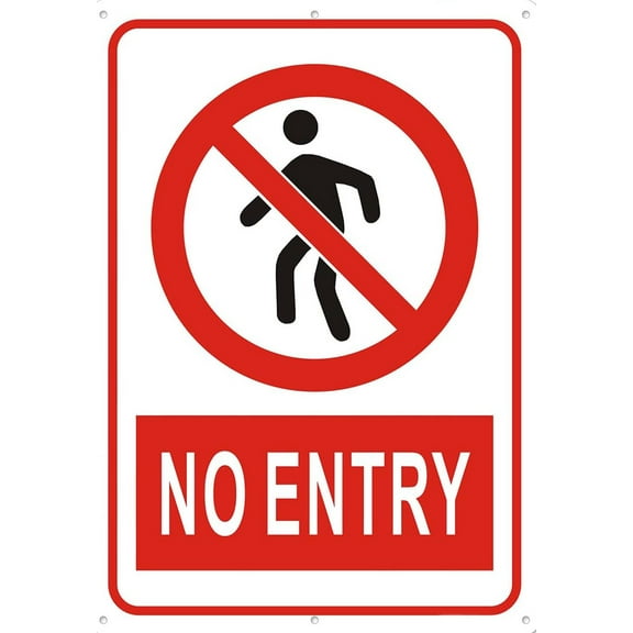 No Entry Sign Warning Metal Sign Vintage Sign Wall Decor for Home Farm Bar Coffee Shop Club Decor 8x12 Inch