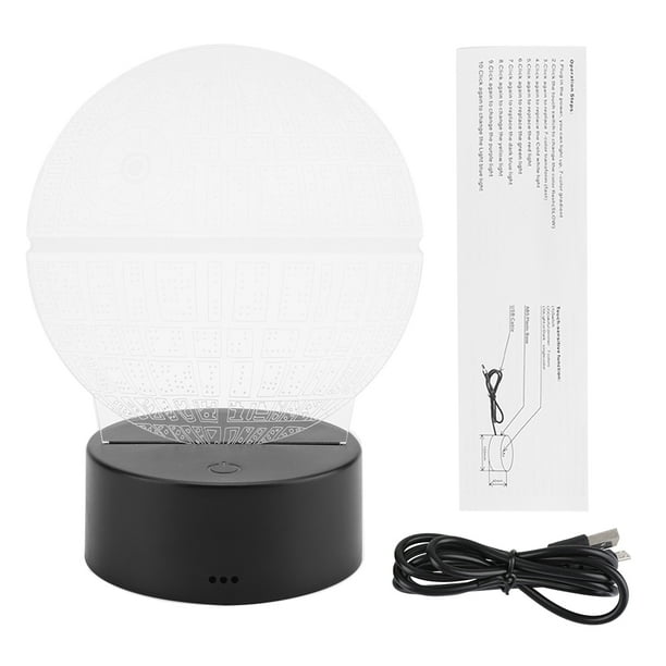 Luz de noche con base de ABS y diseño de planetas, interruptor táctil (negro sin control remoto)