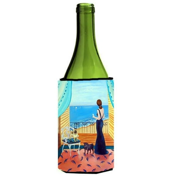 Lady With Her Pug Wine bottle sleeve Hugger - 24 oz.