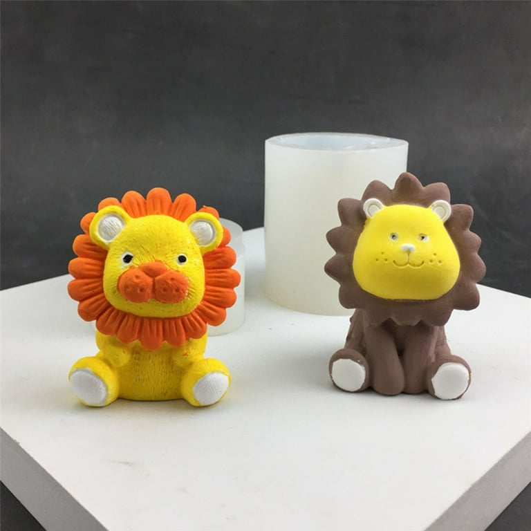 Giaone 3-dimensional Candle Mold Cartoon Lion Shaped Craft Art
