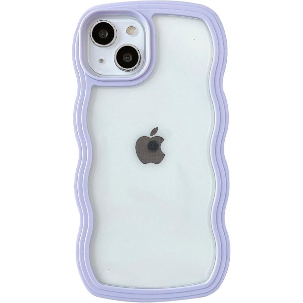 Linda forma de marco de onda rizada a prueba de golpes suave compatible con funda para iPhone (púrpura, iPhone 13 Pro Max)