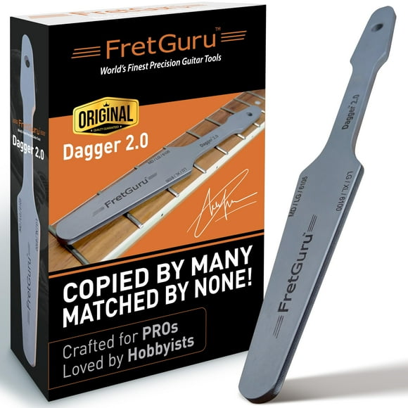 FretGuru Guitar Fret Crowning File - Dual Sided Dagger 2.0 - MD and LG/XL - Ideal for Frets between .080" to .110" wide - Professional Luthier Tool for Electric, Acoustic and Bass Guitars
