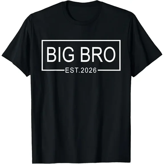 Big Bro Est. 2026 New Big Brother Pregnancy Announcement Sibling Gift Unisex T-Shirt, up to Size 5XL