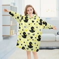 thumbnail image 5 of Dailycode Wearable Blanket Hoodie Oversized Sherpa Flannel Blankets with Pocket for 3-14 Year Old Cute Black Duck, 5 of 7