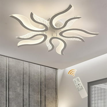 Garwarm LED Ceiling Light Dimmable 50W Modern Ceiling Lamps with Remote,Flame Shape LED Chandelier Light Fixture for Living Room Dining Room Bedroom Decorative Lamp,3 Color/3000-6500K