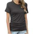 thumbnail image 2 of Giftesty Blouses for Women Dressy Casual Summer Women Solid Color RoundNeck Short Sleeve Casual Tee Tops Tank, 2 of 8