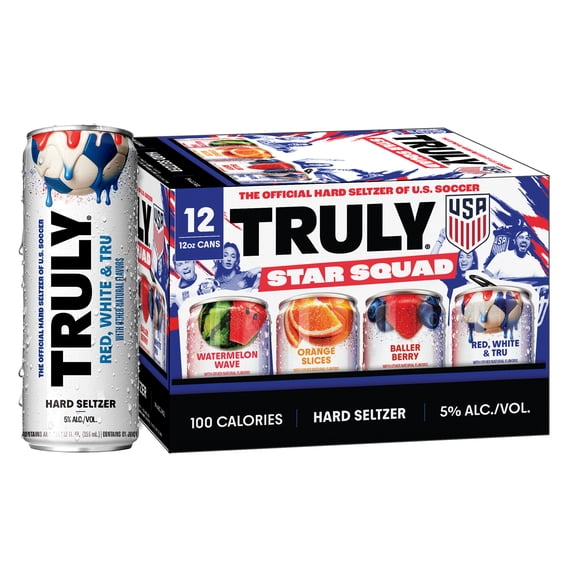 Truly Hard Seltzer Star Squad Variety, 12 pack, 12 fl oz Aluminum Cans, 5% ABV