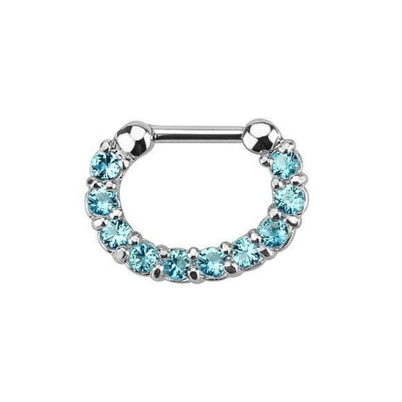 BodyJewelryOnline 16GA Septum Clicker Cartilage Rook Daith Single Line Paved Gem Jewelry Men Women
