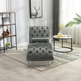 thumbnail image 3 of Newest Elegant Chaise Lounge, Button-Tufted Velvet with S-Shaped Back and Clear Acrylic Legs,Silver, 3 of 13