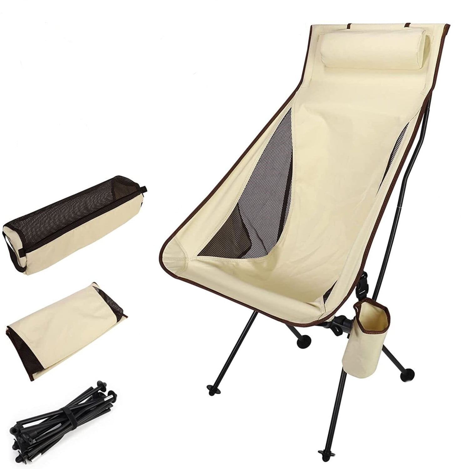Camping Chair, Portable Folding Chair, Beach Chair with Side Pocket