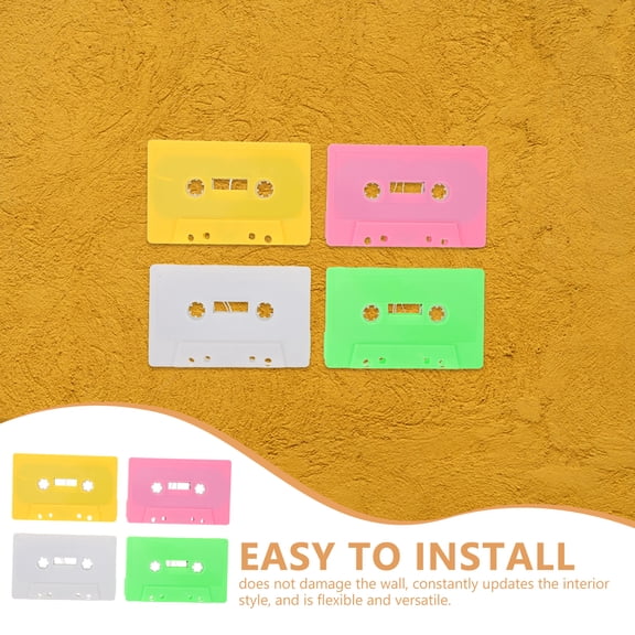 WRITWAA 4-Pack Vintage Style Blank Audio Cassette Tapes in Assorted Colors for Retro Wall Decor, Home and Office Decoration