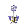 thumbnail image 2 of 2pcs Navel Piercing Surgical Steel Butterfly Bar Length Piercing Belly Button Bananabells Navel Piercing Reverse Silver Butterfly Belly Button Bar Rin, 2 of 4