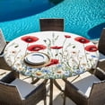 thumbnail image 5 of Watercolor Flower Round Tablecloth 45-54 Inch Round Fitted Table Cloth with Elastic Edge, Red Blue Poppy Flowers Daisy Summer Waterproof Table Cover Protector for Outdoor Picnic Party Dining, 5 of 6