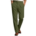 thumbnail image 5 of biudgviw Dress Pants for Men Straight Leg Casual Work Trousers Button Waist Pleated Suit Pants with Pockets for Business Office(Army Green,Large), 5 of 6