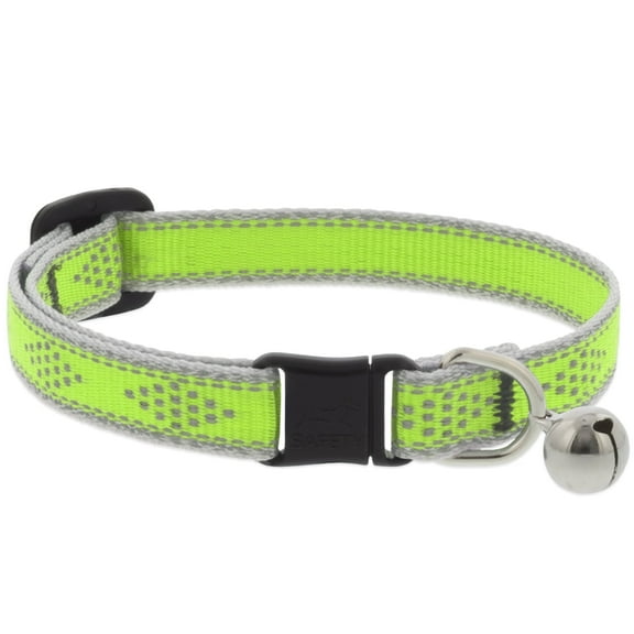 Lupine Reflective Cat Safety Collar with Bell 1/2" wide Green Diamond Adjusts 8" to 12"