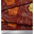 thumbnail image 3 of Soimoi Tissu en Poly Georgette Rouge Feuilles & Floral Imprimé à la Main 1 Yard 42 Pouces de Large, 3 of 3