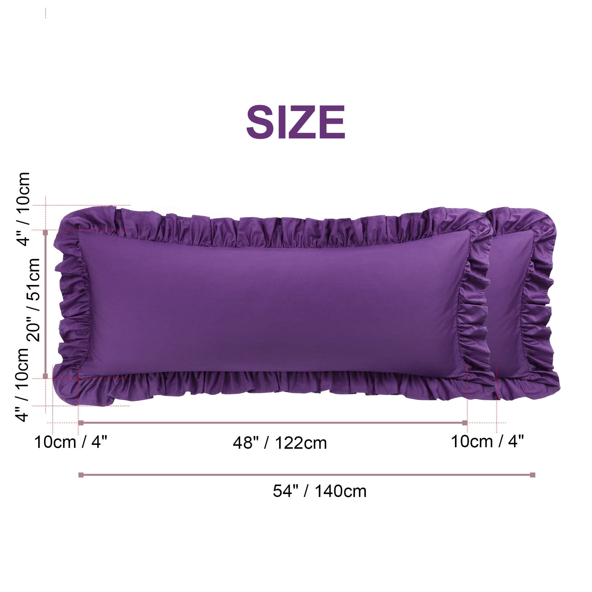 Unique Bargains 1Pc 100% Cotton Envelope Closure Body Ruffled Pillowcase Grape 20"x54"