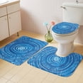 thumbnail image 4 of Blue Tie Dye Art Bathroom Rugs Set Abstract Watercolor Dyeing Non Slip Absorbent Soft Bath Mats 3 Piece Set with Bathroom Rug, U-Shaped Floor Mat, Toilet Seat Cover Small Size, 4 of 9