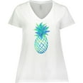 thumbnail image 3 of Inktastic Blue and Green Pineapple Women's Plus Size V-Neck T-Shirt, 3 of 5