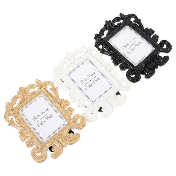 TABLZONE 3pcs Small Resin Photo Frames Set for Celebration and Home Decor, Elegant Style Picture Frame