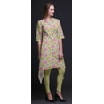 thumbnail image 4 of Bimba Beige Carnation & Daisy Floral Asymmetric Kurta Indian Tunic Tops For Women Printed Indian Clothing Large, 4 of 6