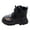 Black, variant on Wide Toe Box Mid Calf Combat Boots for Toddler Girls Lace Up Kids Lightweight Leather Platform Ankle Booties Brown Size 13 Little Child