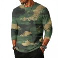 thumbnail image 2 of Men's Camouflage Print Raglan Sleeve Three-Quarter Sleeve Top, Round Neck Casual Shirt for Military and Outdoor Style,Dark Green,L, 2 of 4