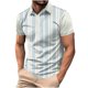 thumbnail image 1 of Blusa y camisa de manga corta con cuello vuelto para hombre, informal, de color liso, a rayas, con botones y estampado, blusa para hombre, 1 of 4